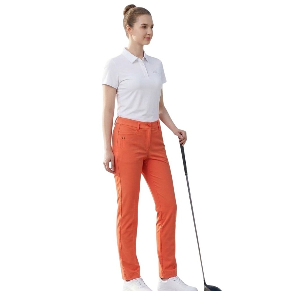 NWT Adidas Golf Pants Womens Small Orange Straight Leg Logo B87151